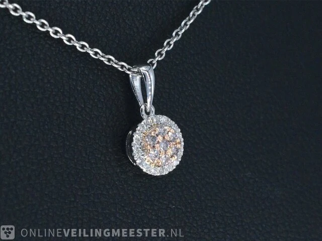 Witgouden hanger met natuurlijke roze en witte diamant - afbeelding 6 van  11