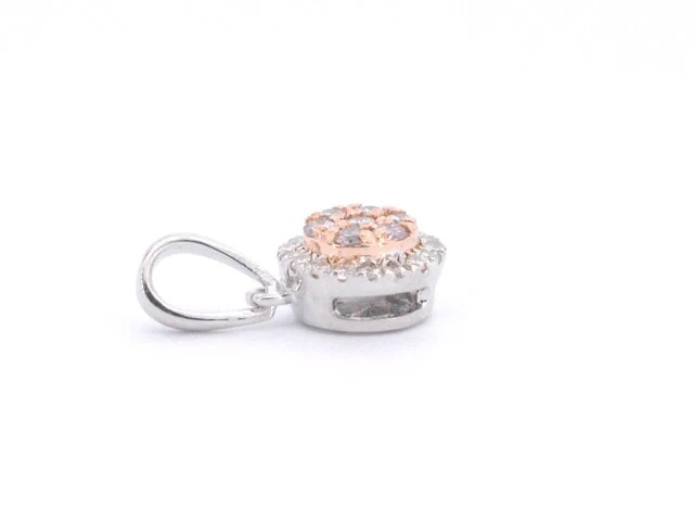 Witgouden hanger met natuurlijke roze en witte diamant - afbeelding 7 van  11