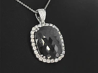 Witgouden hanger met witte en zwarte diamanten , excl. ketting
