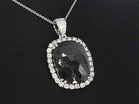 Witgouden hanger met witte en zwarte diamanten , excl. ketting - afbeelding 4 van  8