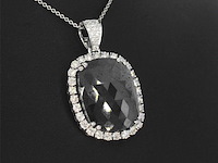 Witgouden hanger met witte en zwarte diamanten, excl. ketting - afbeelding 1 van  6