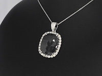 Witgouden hanger met witte en zwarte diamanten, excl. ketting - afbeelding 3 van  6