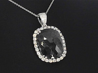 Witgouden hanger met witte en zwarte diamanten, excl. ketting - afbeelding 4 van  6