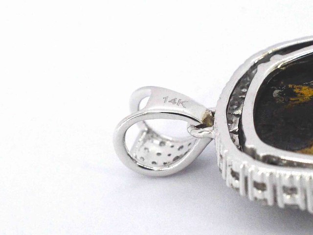 Witgouden hanger met witte en zwarte diamanten, excl. ketting - afbeelding 6 van  6