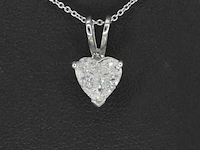 Witgouden hart hanger met diamant, excl. ketting - afbeelding 1 van  9