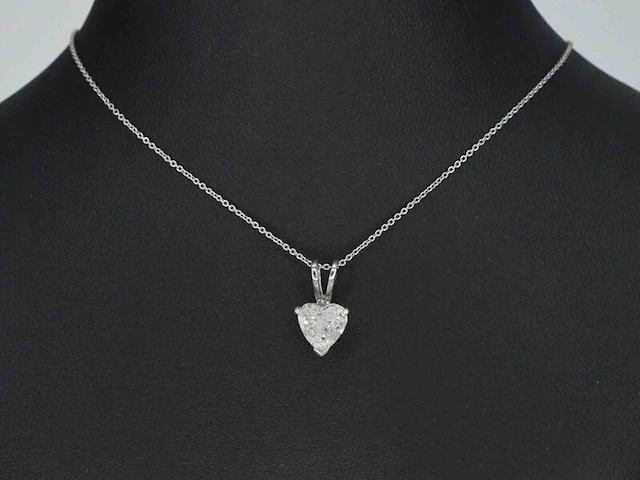 Witgouden hart hanger met diamant, excl. ketting - afbeelding 2 van  9