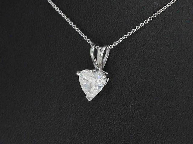 Witgouden hart hanger met diamant, excl. ketting - afbeelding 3 van  9