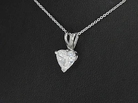 Witgouden hart hanger met diamant, excl. ketting - afbeelding 3 van  9