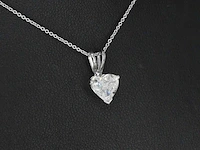 Witgouden hart hanger met diamant, excl. ketting - afbeelding 4 van  9