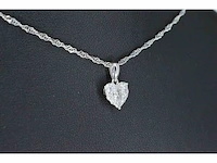 Witgouden hartvormige hanger met diamanten, excl. ketting - afbeelding 4 van  7