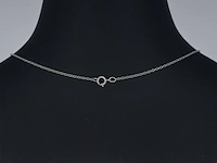 Witgouden hartvormige hanger met natuurlijke roze en witte diamant - afbeelding 5 van  9