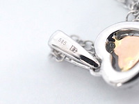 Witgouden hartvormige hanger met natuurlijke roze en witte diamant - afbeelding 7 van  9