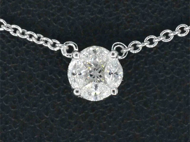 Witgouden ketting en hanger met diamant - afbeelding 1 van  9