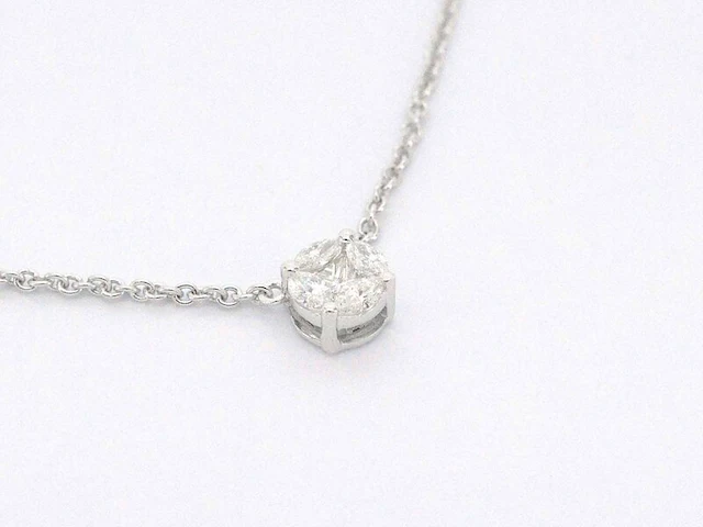 Witgouden ketting en hanger met diamant - afbeelding 5 van  9