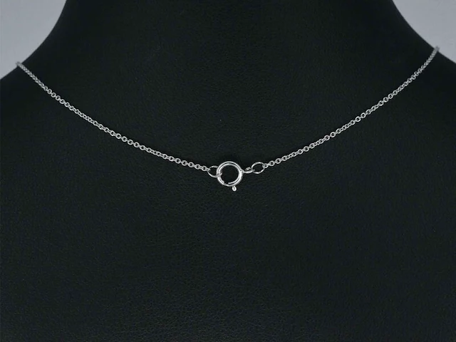 Witgouden ketting en hanger met diamant - afbeelding 6 van  9
