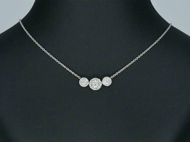 Witgouden ketting met briljant geslepen diamanten - afbeelding 2 van  8