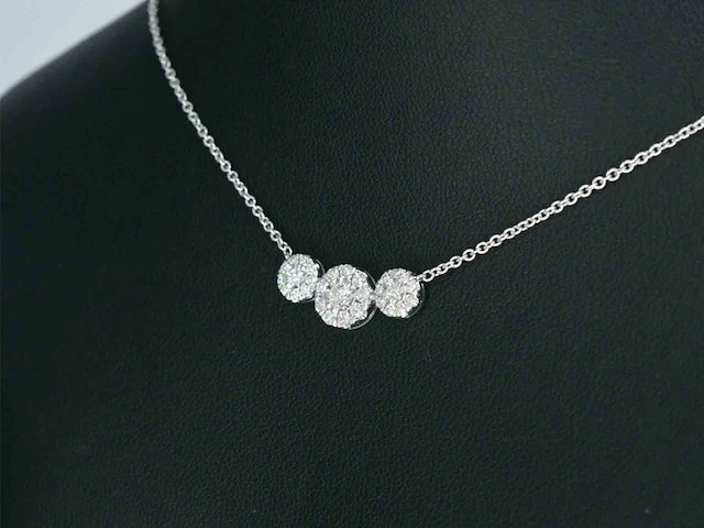 Witgouden ketting met briljant geslepen diamanten - afbeelding 3 van  8