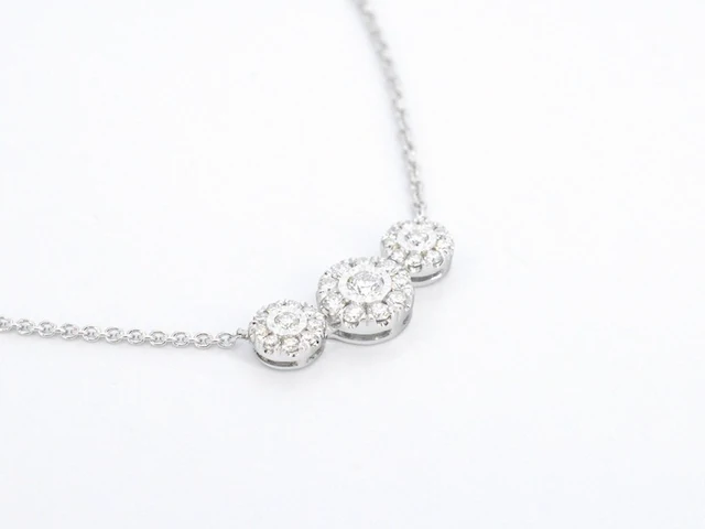 Witgouden ketting met briljant geslepen diamanten - afbeelding 6 van  8