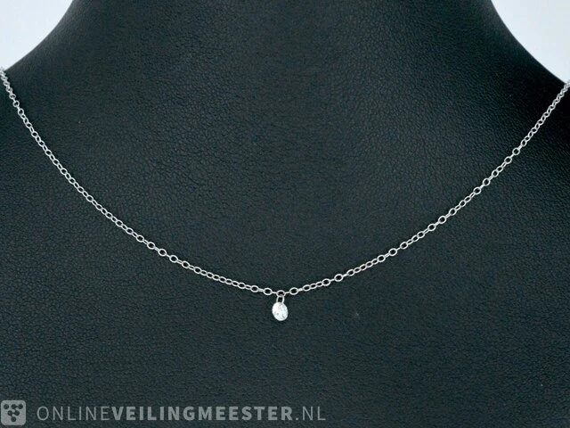 Witgouden ketting met een diamant - afbeelding 2 van  8