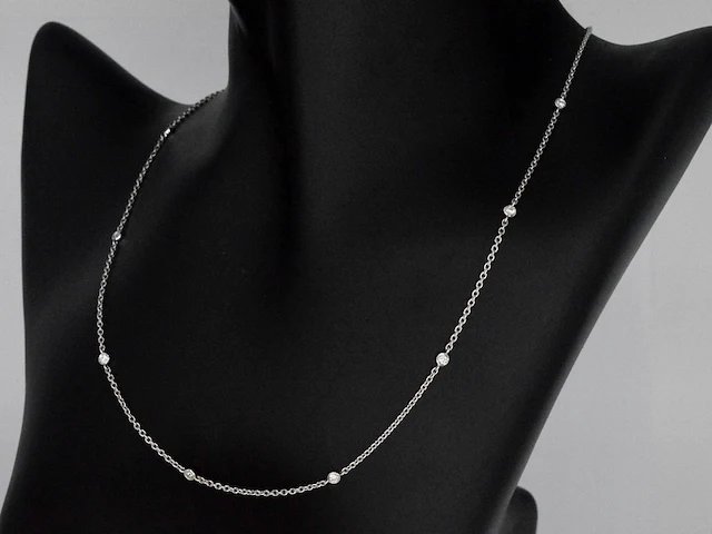 Witgouden ketting met natuurlijke briljant geslepen diamanten - afbeelding 2 van  7