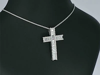 Witgouden kruis hanger met schitterende diamanten gezet, excl. ketting - afbeelding 5 van  10
