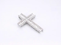Witgouden kruis hanger met schitterende diamanten gezet, excl. ketting - afbeelding 6 van  10