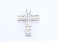 Witgouden kruis hanger met schitterende diamanten gezet, excl. ketting - afbeelding 7 van  10