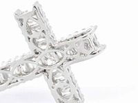 Witgouden kruis hanger met schitterende diamanten gezet, excl. ketting - afbeelding 9 van  10