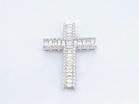 Witgouden kruis hanger met schitterende diamanten gezet, excl. ketting - afbeelding 6 van  10