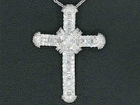 Witgouden kruishanger met diamanten excl. ketting - afbeelding 1 van  9