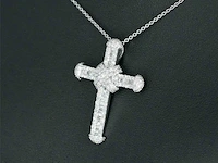 Witgouden kruishanger met diamanten excl. ketting - afbeelding 3 van  9