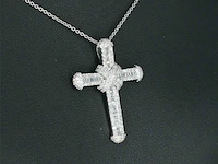 Witgouden kruishanger met diamanten excl. ketting - afbeelding 4 van  9