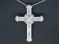 Witgouden kruishanger met diamanten, excl. ketting - afbeelding 1 van  9
