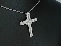 Witgouden kruishanger met diamanten, excl. ketting - afbeelding 4 van  9