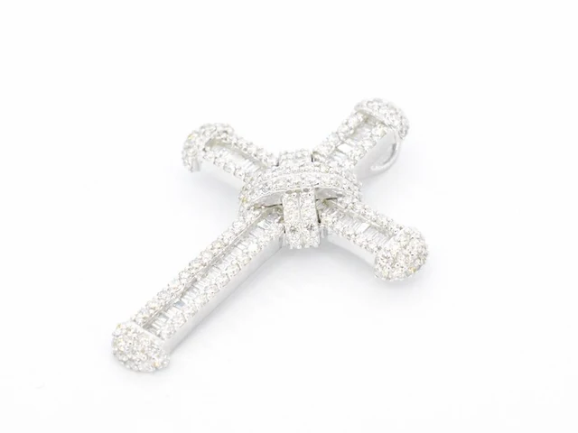 Witgouden kruishanger met diamanten, excl. ketting - afbeelding 6 van  9