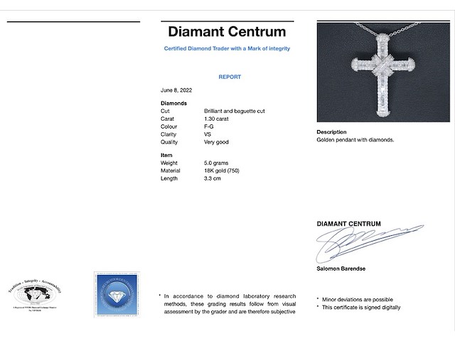 Witgouden kruishanger met diamanten, excl. ketting - afbeelding 3 van  8