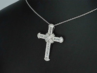 Witgouden kruishanger met diamanten, excl. ketting - afbeelding 4 van  8