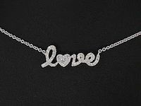 Witgouden 'love' collier met diamanten - afbeelding 4 van  11