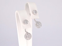 Witgouden luxe dubbele oorknoppen met diamanten - afbeelding 3 van  6