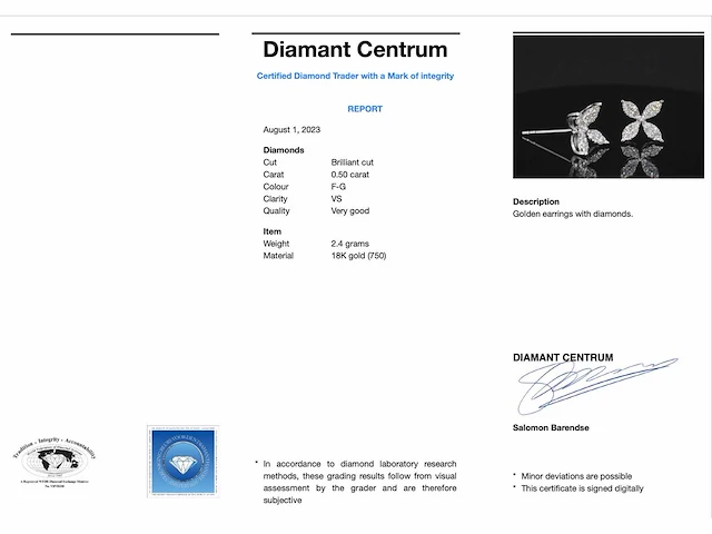 Witgouden oorbellen diamant - afbeelding 3 van  5