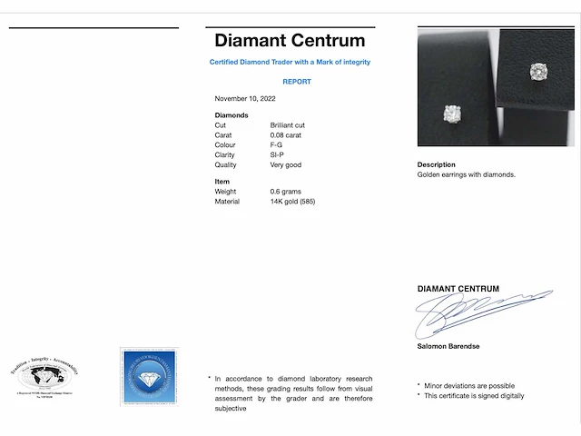 Witgouden oorbellen diamant - afbeelding 4 van  10
