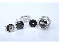 Witgouden oorbellen entourage zwart diamant - afbeelding 2 van  10