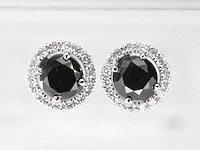 Witgouden oorbellen entourage zwart diamant - afbeelding 1 van  10