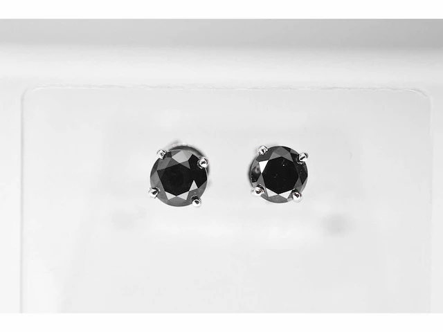 Witgouden oorbellen entourage zwart diamant - afbeelding 7 van  10