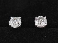Witgouden oorbellen met 2.00 carat aan natuurlijke diamanten - afbeelding 1 van  8