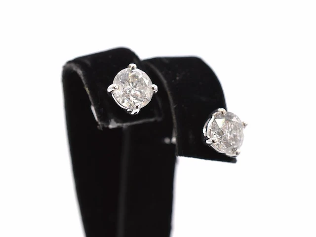 Witgouden oorbellen met 2.00 carat aan natuurlijke diamanten - afbeelding 4 van  8