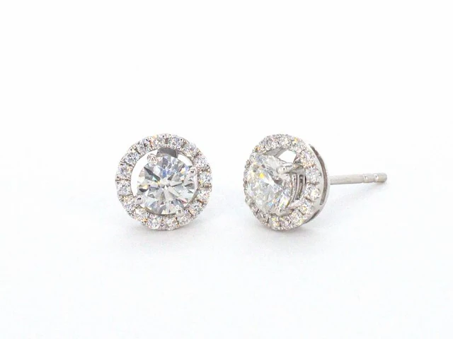 Witgouden oorbellen met briljant geslepen diamanten 1.00 carat - afbeelding 1 van  12