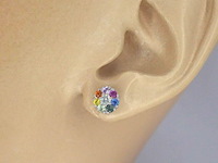 Witgouden oorbellen met diamant en saffieren - afbeelding 3 van  10