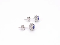 Witgouden oorbellen met diamanten en saffier set 4 - afbeelding 5 van  8