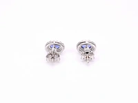 Witgouden oorbellen met diamanten en saffier set 4 - afbeelding 6 van  8